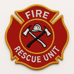 Écusson brodé pour unité de sauvetage incendie, en tissu non tissé léger, personnalisé avec bordure rouge et dorée - PATCH HOUSE - Product Image 6