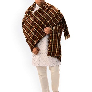 Chales de Lana para Hombre Hechos en Pakistán, Estilo Afgano, Antibacterianos, Resistentes al Viento, Transpirables, de Invierno, con Rayas Balochi, Jacquard - Product Image 1