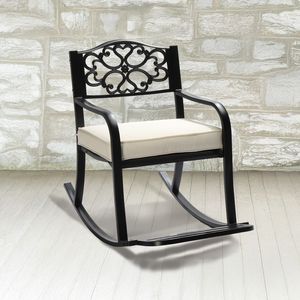 Silla Mecedora de Metal para Exteriores con Cojín y Reposapiés, Resistente a la Intemperie - Product Image 6