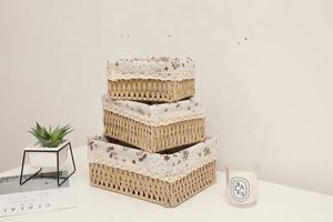 Cestas de almacenamiento tejidas hechas a mano de madera decorativas para el hogar con forro extraíble ecológico - Product Image 4