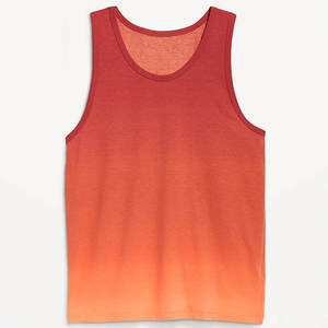 Débardeur sans manches à col rond pour homme, couleur unie, dégradé, tricoté, décontracté, orange - Product Image 3