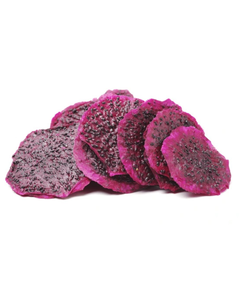 Tranches de fruit du dragon séché, traitées par lyophilisation, saveur sucrée, pulpe blanche, graines noires, peau rose, forme en tranches - Product Image 2