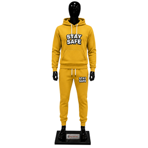 Conjunto Deportivo Dorado Personalizado con Sudadera con Capucha y Pantalones Jogger, Ropa Deportiva Informal de Calle, Ropa Deportiva de Felpa para Gimnasio y Entrenamiento, Venta al Por Mayor - Product Image 1
