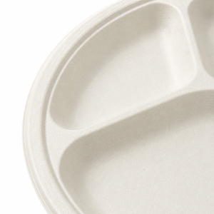 Platos Desechables de Bagazo de 10 Pulgadas con 3 Compartimentos, Aptos para Microondas, Resistentes al Agua, Compostables, para Servicio de Alimentos, Fiestas y Catering - Product Image 5
