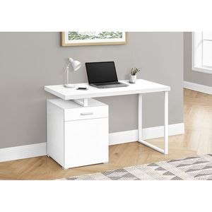 Scrivania per Computer Contemporanea in Metallo Laminato Bianco da 48 Pollici per Ufficio Domestico, Configurazione Sinistra/Destra, con Cassetti Portaoggetti, Postazione di Lavoro Bianca - Product Image 5