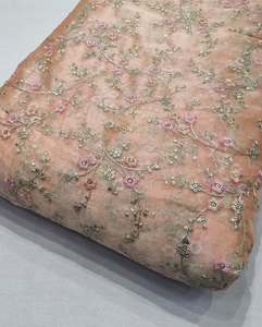 Designer Sequin Embroidery <b>Fabric</b> Satin Organza Lace Textile For Couture Dress Boutique And Fashion Industry - Product Image 2