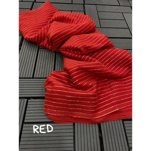 FANCY GEORGETTE SEDA ZARI LINE SAREE CON BLUSA DESCOSTADA ROJA - Product Image 1