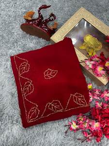 Beautiful Katdan Hand Work Bright Red Color Daily& Office Party Special Soft Georgette Fabric Fancy <b>Saree</b> With Blouse For <b>Sale</b> - Product Image 2