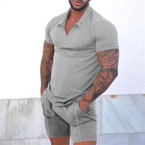 Ensemble polo et short blancs pour homme, vêtements décontractés d'été, respirants, en coton et élasthanne tricoté - Product Image 4