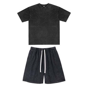 เสื้อยืด AFSAR SPORTS ผ้าคอตตอน 100% น้ำหนัก 240 กรัม ซักแบบ Acid Wash พร้อมกางเกงขาสั้นผ้าเฟรนช์เทอร์รี่ น้ำหนัก 300 กรัม ป้องกันการหดตัว สไตล์สตรีทแวร์ ทรงโอเวอร์ไซส์ ชุดเซ็ตฤดูร้อนสำหรับผู้ชาย - Product Image 4