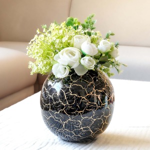 Exclusive Design Handmade Modern Tabletop <b>Vase</b> Black Gold Crackle Finish Metal Decorative <b>Bowl</b> Wedding Centerpiece - Product Image 6