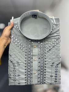 Ensemble Kurta Pajama Brodé Premium Armaani Lachko pour Hommes avec Pyjama en Coton - Product Image 3