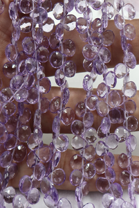 Ametista natural de Brasil facetada en forma de corazón de 7-8 mm, hebras de cuentas de 8 pulgadas para la fabricación de joyería. - Product Image 3