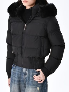 Veste matelassée chaude et écologique pour femme, col amovible, imperméable, manches longues, rembourrage en polyester - Product Image 2