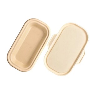 Top Selling Eco Friendly Disposable 500 ml Rectangular Pulp Moulded Food <b>Container</b> Leak Resistant Packaging for Hot/Cold Meals - Product Image 3