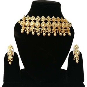Women's Trendy Alloy Party Wear Engagement Anniversary Wedding Choker Earrings Set Copper 18K Gold Plated Zircon Jewelry - Product Image 1