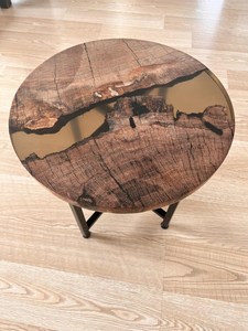 <b>Epoxy</b> <b>Table</b> Handmade Natural Wood Resin <b>Coffee</b> <b>Table</b> Rustic Luxury Living Room Centerpiece Natural Grain Finish - Product Image 6
