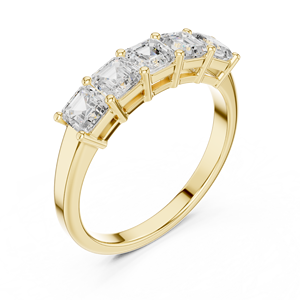 แหวนเพชรทรง Asscher ห้าเม็ด ดีไซน์หรูหรา ผลิตจากทองคำขาว 14k ได้รับการรับรองจาก GRA ราคาถูกที่สุด - Product Image 4