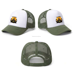 Gorra de Camionero de Halloween con Diseño de Castillo Espeluznante, Frente Blanco, Parte Trasera de Malla Verde Oliva, Ajustable, Unisex, para Fiestas - Product Image 3