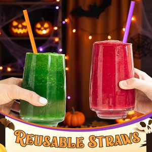 Pajitas Reutilizables de Plástico Duro para Halloween, Pajitas de Color Naranja, Morado y Negro para Bebidas, Smoothies, Cócteles, Hogar y Restaurantes - Product Image 6