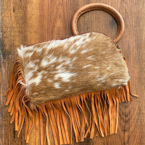 กระเป๋าคลัทช์ทรงซองจดหมายหนังวัวสำหรับผู้หญิงกระเป๋าเงินหนังแท้แบบมีพู่สินค้าใหม่ - Product Image 2