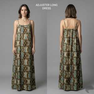 Robe longue bohème à imprimé floral pour femme, bretelles spaghetti, coupe classique, viscose et polyester tissés, taille élastique, décontractée pour l'été - Product Image 2