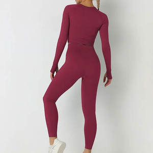 Conjunto de Yoga de Alta Calidad para Mujer, 2 Piezas, Antibacteriano, Spandex/Nailon, Ropa Deportiva Transpirable, Cierre Elástico en la Cintura, Diseño Liso - Product Image 6