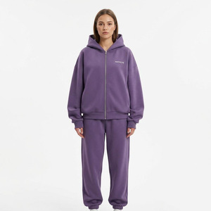 Stylish Winter Women's Hooded Solid Fleece 2-Piece Tracksuits Versatile Full Set Short Sleeves 100% Cotton Comfortable Training - Product Image 1