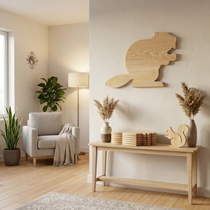 Silueta Decorativa de Castor Hecha a Mano en Madera, Escultura Minimalista de Castor en Madera Natural, Decoración para Habitación Infantil o Sala de Estar - Product Image 3