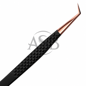Pince à épiler isolante en acier inoxydable noir avec pointe en or rose, instrument de beauté, impression de logo personnalisée, pointe en fibre - Product Image 6