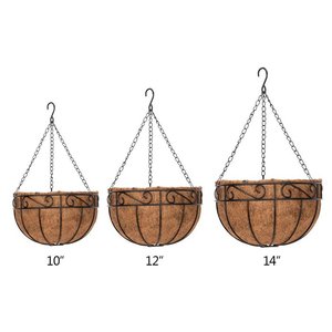 Vintage Style Iron <b>Hanging</b> Planter <b>Basket</b> with Elegant Nature Inspired Design for Patio and Balcony Decor - Product Image 2