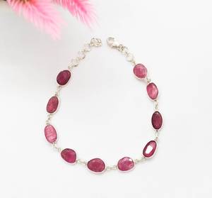 Pink Tourmaline <b>Bracelet</b> 925 Sterling <b>Silver</b> Natural Gemstone Jewelry For Women Elegant Minimal Gift <b>Bracelet</b> - Product Image 3