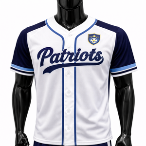 Camiseta de Béisbol para Equipos y Ligas, Sólida, de Secado Rápido, Transpirable, 100% Poliéster, Personalizada con Nombre y Número del Jugador Sublimado y Bordado - Product Image 1