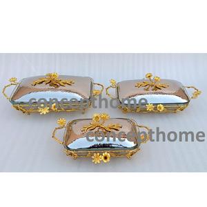 Plat en laiton de haute qualité, plaqué argent, motif floral occidental, pour usage domestique et en restaurant, logo sur le couvercle, personnalisation occidentale acceptée - Product Image 6