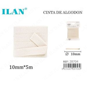 Nastro di cotone Ilan 10mm X 5m beige per cucito e artigianato - Product Image 1