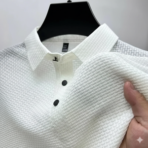 Camisas de Secado Rápido con Patrón de Puntos Bordados para Hombre, Estilo Nuevo de Erni Sports, Manga Corta, Frescas, Transpirables, Absorbentes, Casuales y de Negocios - Product Image 1