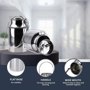 301-400ml Modern Stainless Steel Seamless Gallon Milk Can Jug Anti-Leak Liquid Storage Tight Lid Long Swivel Handle Portable - Product Image 2
