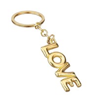 Porte-clés Lettre Ballon LOVE en Alliage Doré Gonflé pour Couples, Accessoire de Sac Saint-Valentin