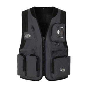 Chaleco de Trabajo Unisex con Múltiples Bolsillos, Material de Poliéster Transpirable, Color Negro y Beige - Product Image 5