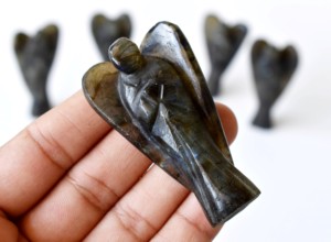 Ángeles de Labradorita Tallados en Cristal Natural de Color Gris, Estilo Europeo, para Arte y Coleccionismo - Product Image 5