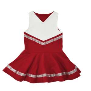 Vente en gros : Nouveauté – Robe sans manches pour petites filles, costume de pom-pom girl avec jupe, uniformes de cheerleading personnalisés à bordure dorée - Product Image 6