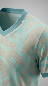 T-shirt à manches courtes pour homme, col en V, avec motif abstrait, respirant, en polyester tricoté, vêtements décontractés - Product Image 5