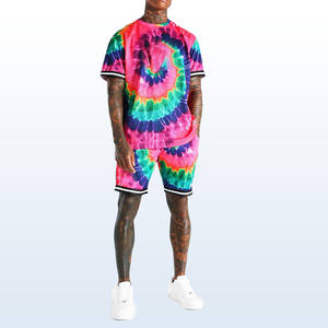 เสื้อยืดและกางเกงขาสั้นชุดเซ็ต 2 ชิ้น พิมพ์ลายโลโก้ได้ตามต้องการ ไซส์พลัส ลายมัดย้อม ระบายอากาศได้ดี สไตล์วินเทจ สำหรับฤดูร้อน - Product Image 1