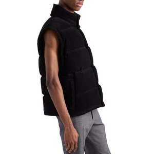 Veste d'hiver matelassée en velours côtelé premium pour homme, avec manches amovibles et capuche, en duvet d'oie, extérieur en coton, personnalisable OEM, marque privée - Product Image 4