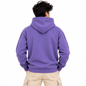 เสื้อฮู้ดดี้ผู้ชายสีม่วงทรงโอเวอร์ไซส์ ทรงบ็อกซี่ ไหล่ตก ผ้าฝ้าย 100% สไตล์สตรีทแวร์ ผู้จำหน่ายขายส่ง - Product Image 2