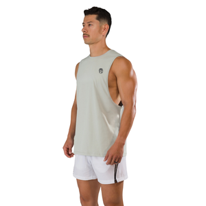 Camiseta sin mangas para hombre, corte ajustado, para gimnasio, entrenamiento, chaleco deportivo ligero, color plateado - Product Image 3