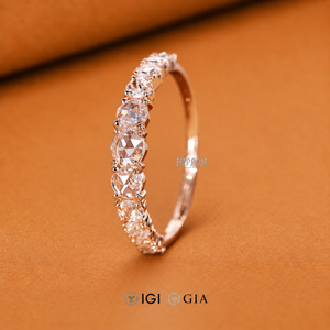 Anillo de Boda con Diamante Corte Rosa Redondo para Anillo de Compromiso, Diamantes Cultivados en Laboratorio Graduados, Engaste de Puntas Compartidas, Anillo de Aniversario - Product Image 3