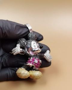 Colgante de Mickey Mouse con Diamantes de Moissanita Coloridos, Estilo Hip Hop, en Plata de Ley 925, para Fiestas - Product Image 3