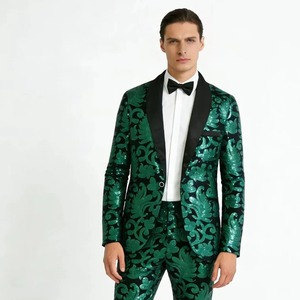 Men's Purple Corduroy <b>Sequin</b> Embroidery Single Breasted Notched Collar Regular Fit Long Sleeve British Style <b>Jacket</b> - Product Image 4