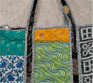 Sac fourre-tout matelassé patchwork coloré de luxe pour femmes, en coton fait main, sac à bandoulière, vente en gros, export, fabricant - Product Image 5